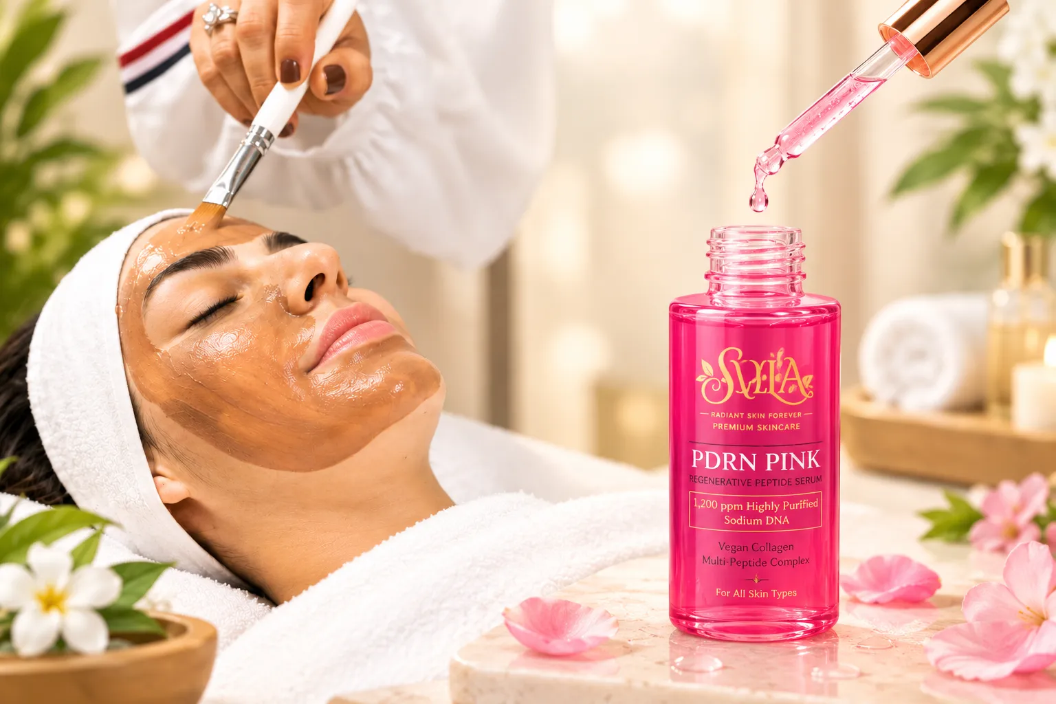 Woman receiving a facial treatment